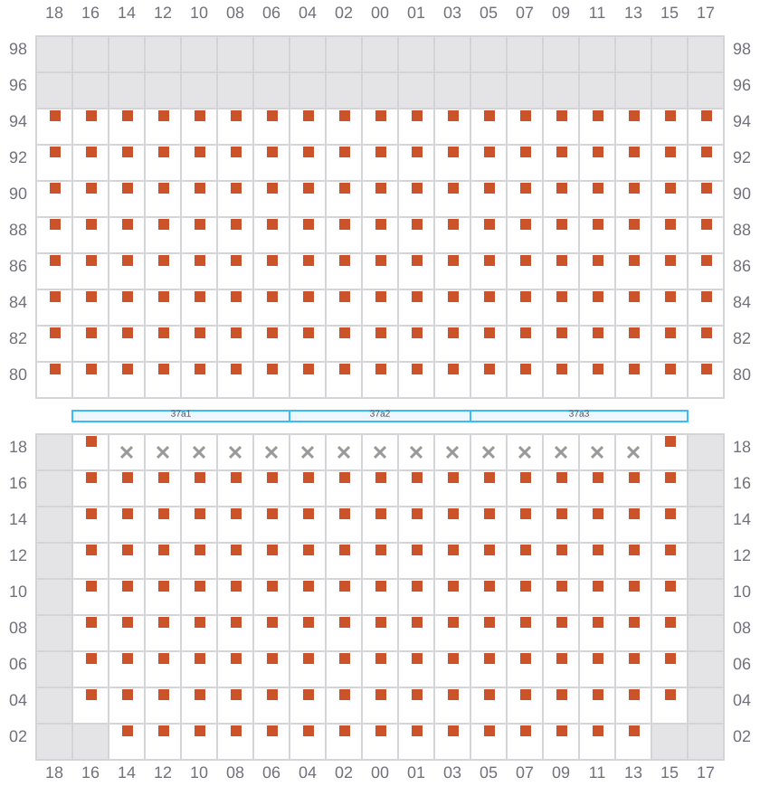 Bay 037 view and slots of MSC SOFIA PAZ