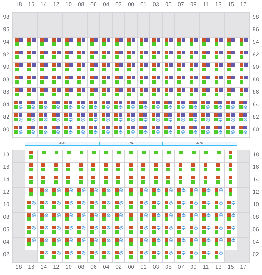 Bay 039 view and slots of MSC SOFIA PAZ