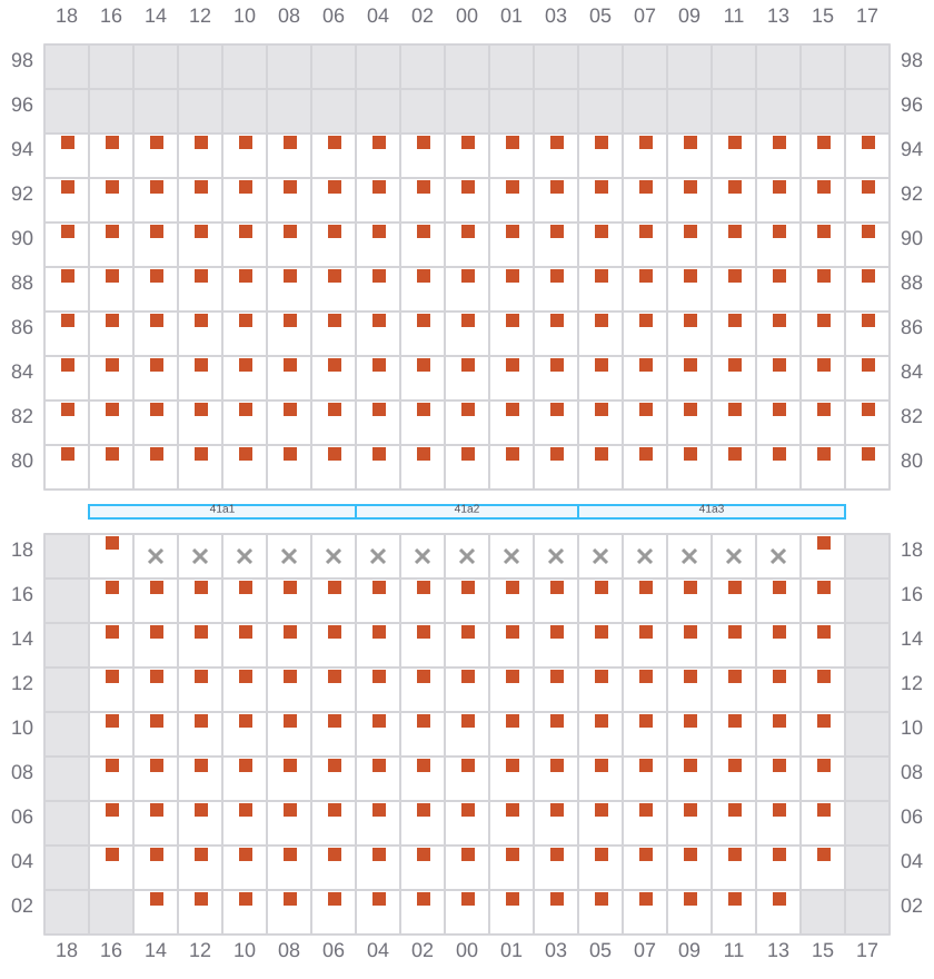 Bay 041 view and slots of MSC SOFIA PAZ