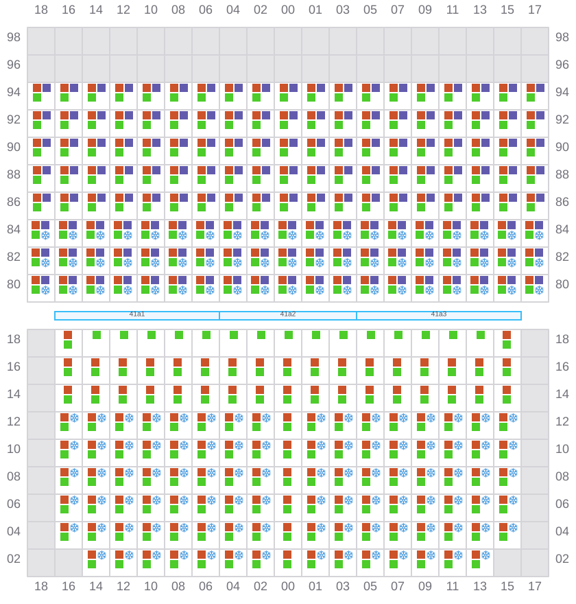 Bay 043 view and slots of MSC SOFIA PAZ