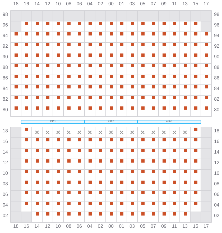 Bay 049 view and slots of MSC SOFIA PAZ