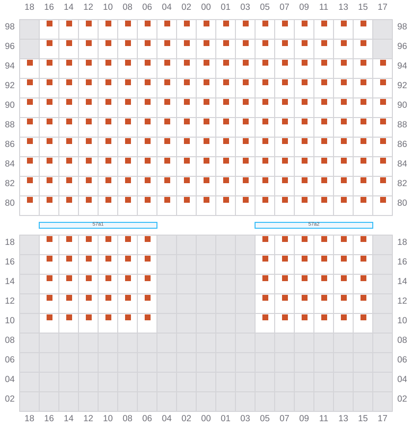 Bay 057 view and slots of MSC SOFIA PAZ