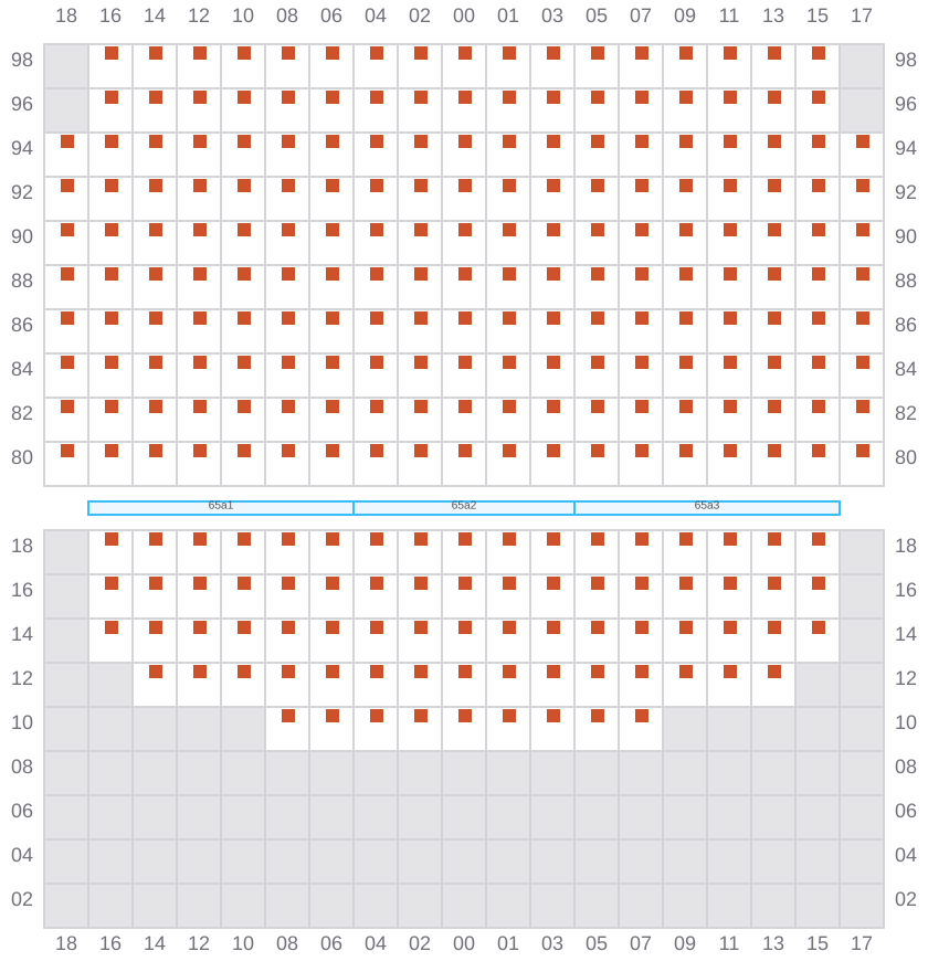 Bay 065 view and slots of MSC SOFIA PAZ